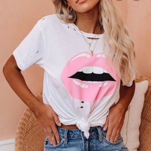 Pucker Up Distressed Cotton Tee